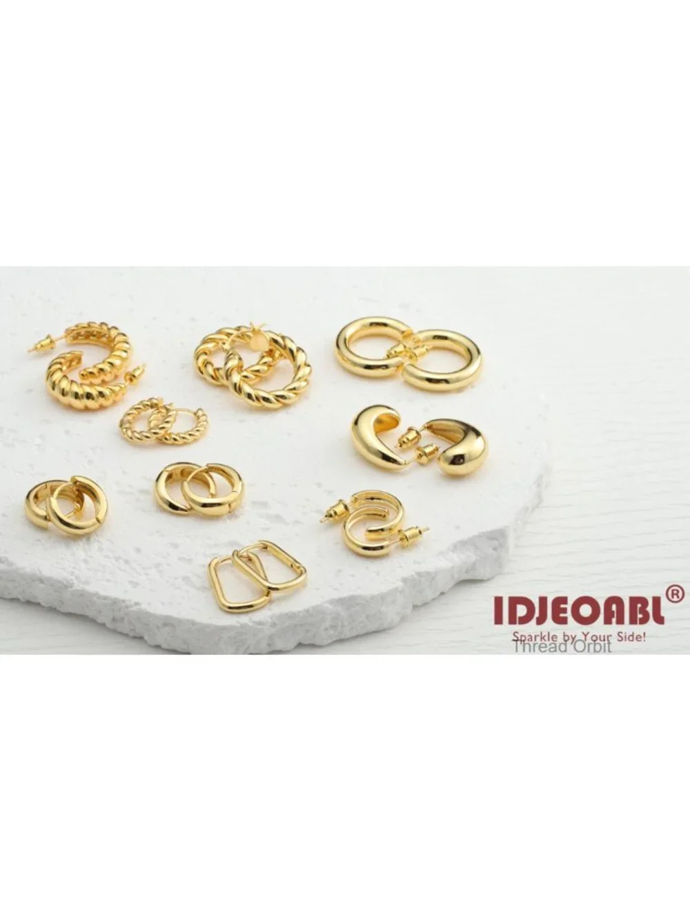 14K Gold Plated Hoop Earrings Set Non Tarnish Hypoallergenic Sensitive Ears